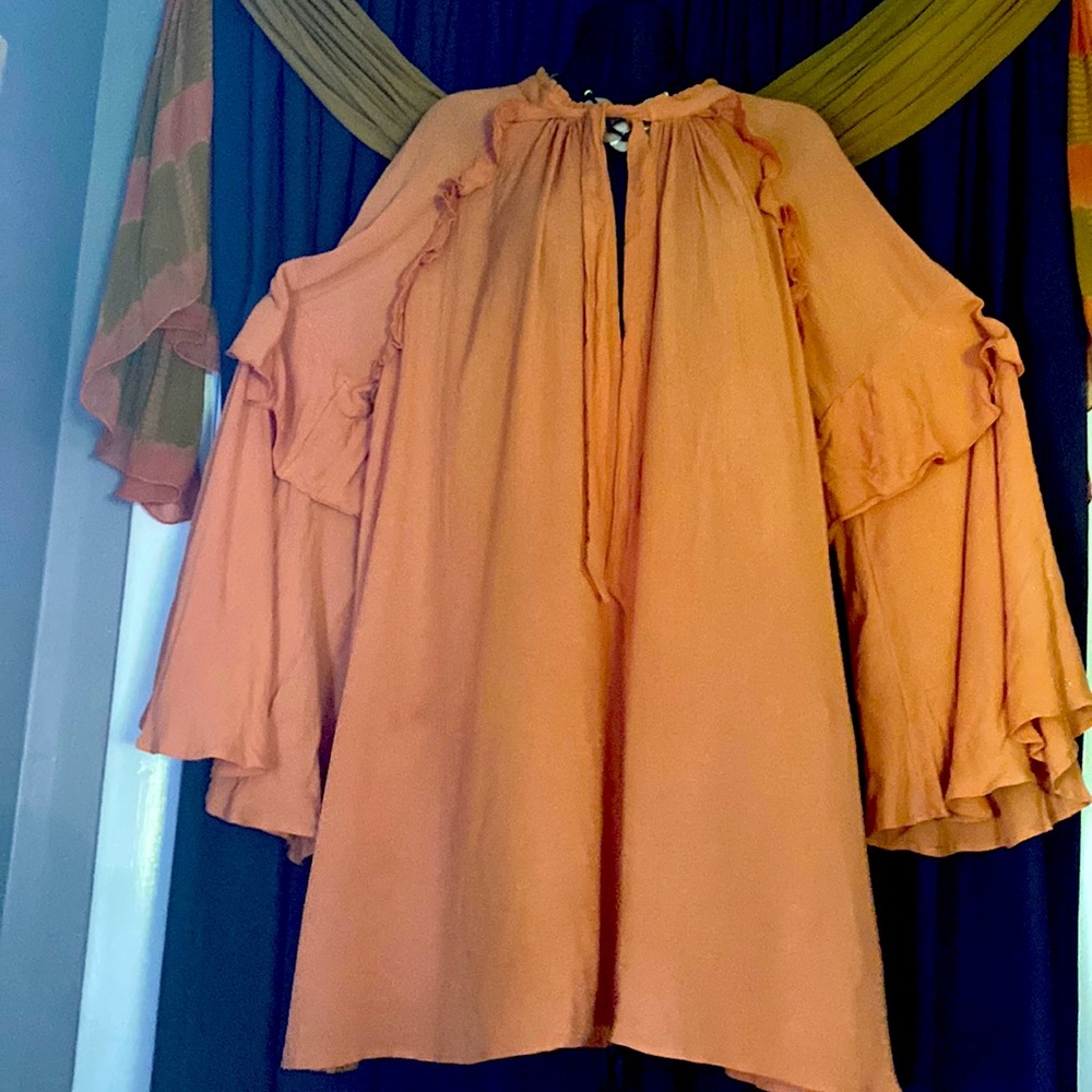 ANTHROPOLOGIE-FREE PEOPLE Ruffled Peasant Dress-Size Large